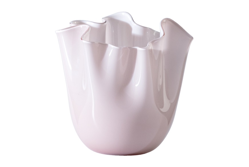Vaso Fazzoletto vetro di Murano rosa cipria Venini