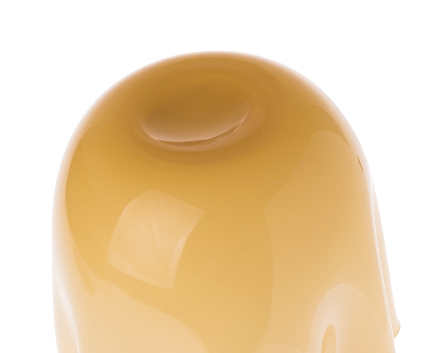 Vaso Fazzoletto vetro di Murano bicolore ambra interno lattimo Venini