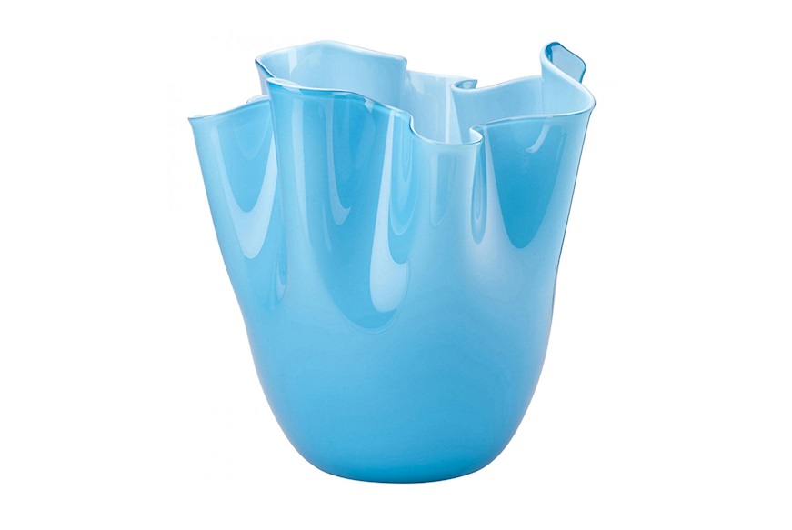 Vase Fazzoletto Murano glass opalino aquamarine Venini