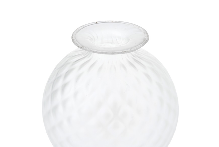 Vaso Monofiore Balloton vetro di Murano frozen con filo foglia oro sabbiato Venini