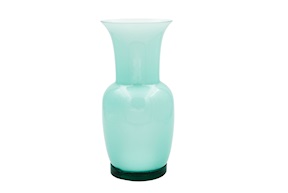 Vaso Opalino vetro di Murano verde menta e lattimo