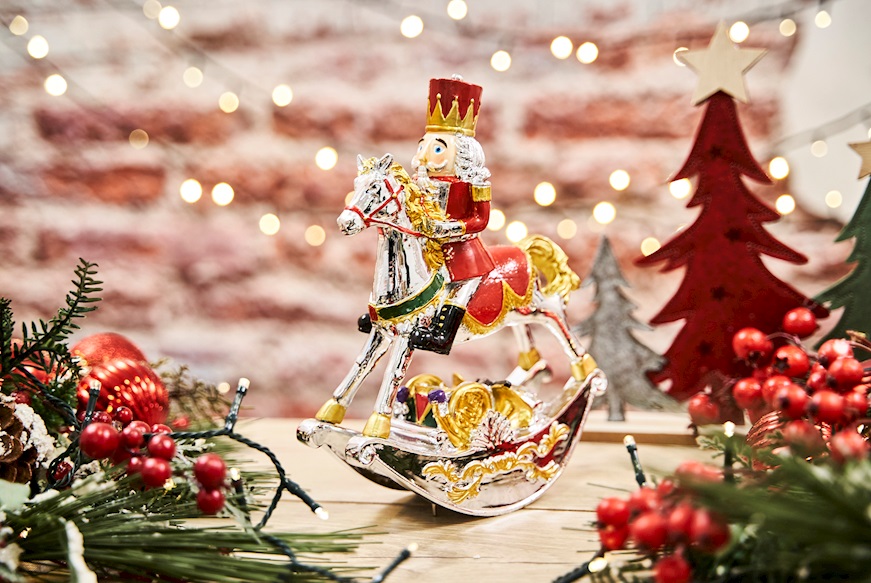 Idea regalo Natale Carillon Soldatino su Cavallo a dondolo rosso Selezione Zanolli