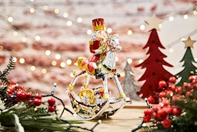 Idea regalo Natale Carillon soldatino su cavallo a dondolo rosso Selezione Zanolli