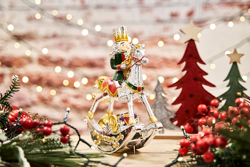 Idea regalo Natale Carillon Soldatino su Cavallo a dondolo verde Selezione Zanolli