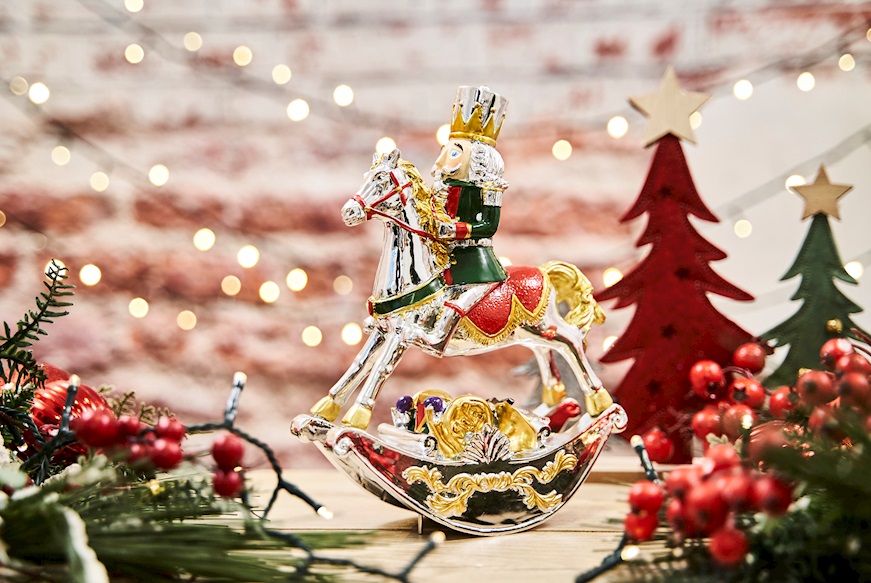 Idea regalo Natale Carillon Soldatino su Cavallo a dondolo verde Selezione Zanolli