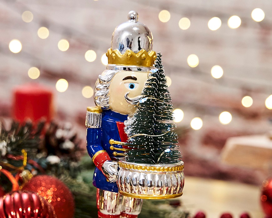 Idea regalo Natale Soldatino con albero di Natale blu con luce LED Selezione Zanolli