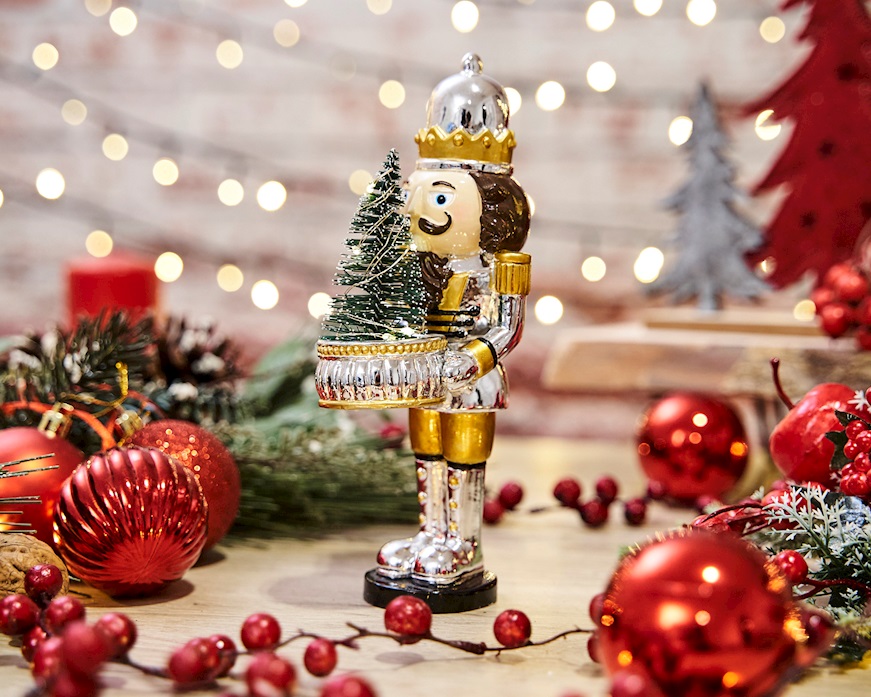 Idea regalo Natale Soldatino con albero di Natale oro con luce LED Selezione Zanolli