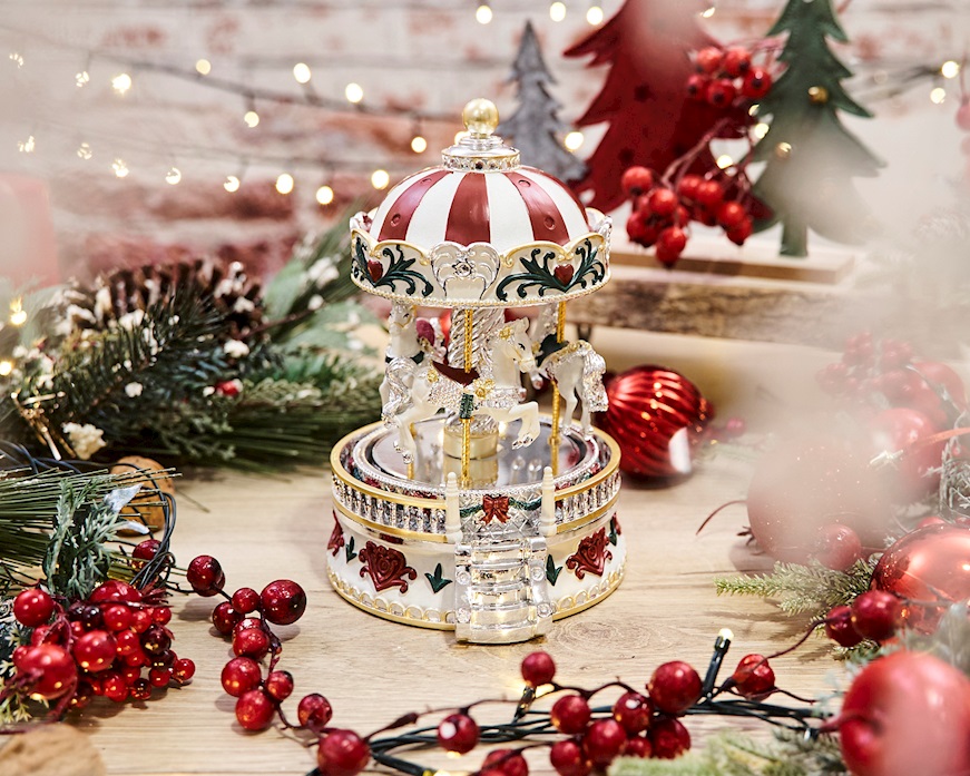 Idea regalo Natale Carillon giostra di cavalli rosso Selezione Zanolli