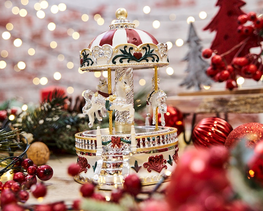 Idea regalo Natale Carillon giostra di cavalli rosso Selezione Zanolli