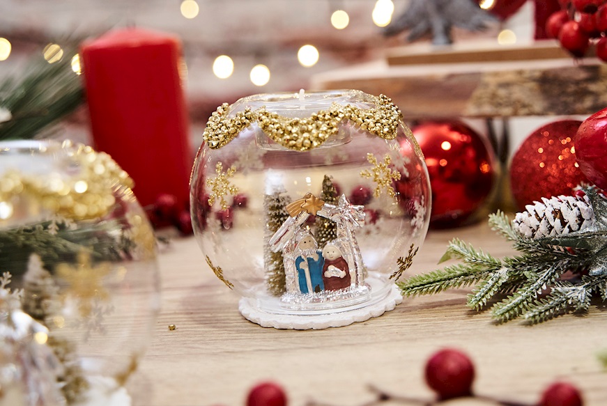 Idea regalo Natale Tealight Sfera Presepe Selezione Zanolli