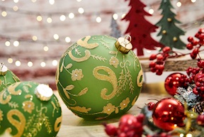 Idea regalo Natale Lume sfera obliqua grande verde con luce LED Selezione Zanolli