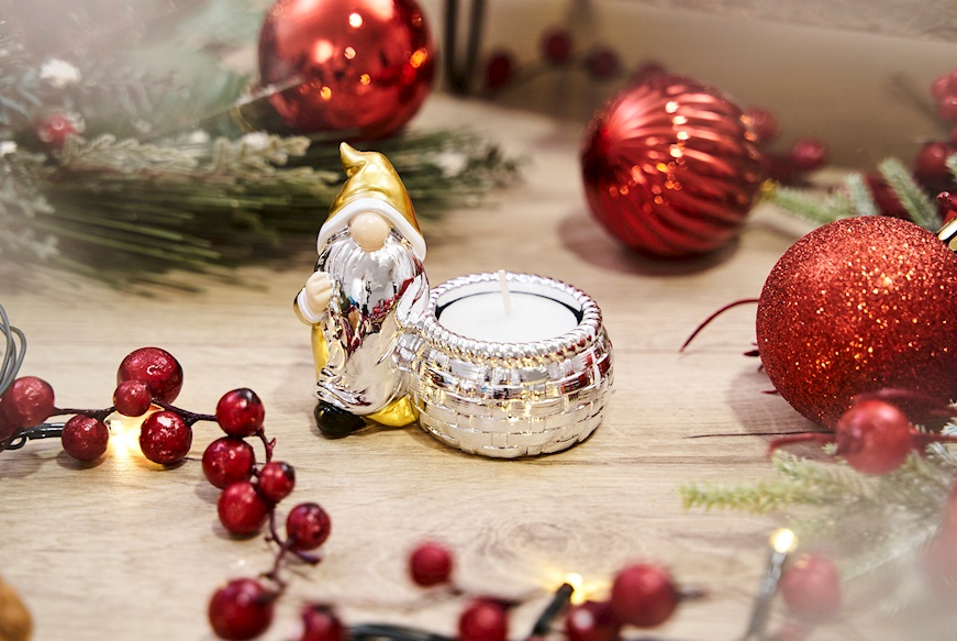 Idea regalo Natale Tealight Babbo Natale oro Selezione Zanolli