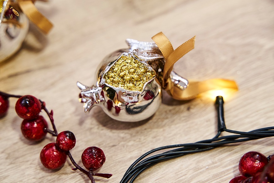 Idea regalo Natale Melograno portafortuna oro Selezione Zanolli