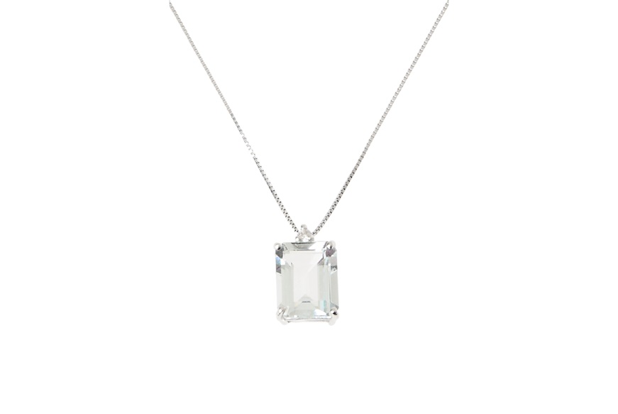 Collana oro 750‰ con acquamarina ottagonale e diamanti Selezione Zanolli