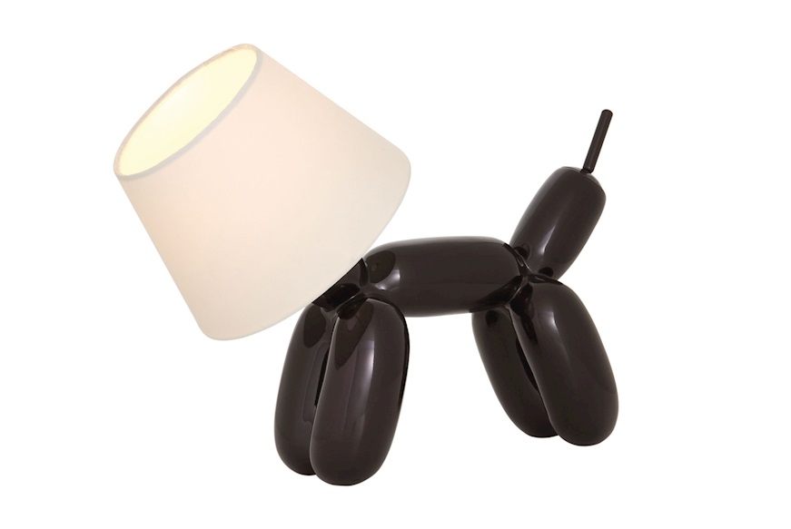 Lampada da tavolo Doggy nera con cappello bianco Sompex