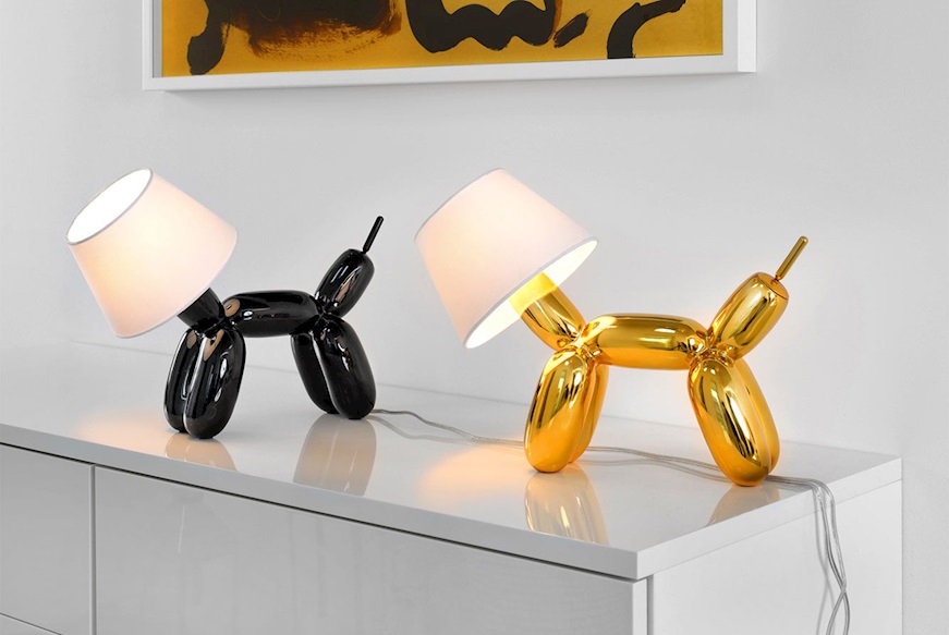 Lampada da tavolo Doggy nera con cappello bianco Sompex