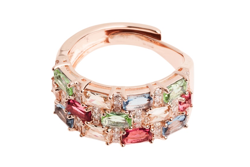 Anello argento rosè con zirconi multicolore Sovrani