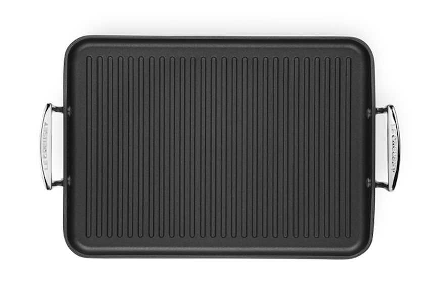 Grill grande rigato in alluminio antiaderente nero Le Creuset