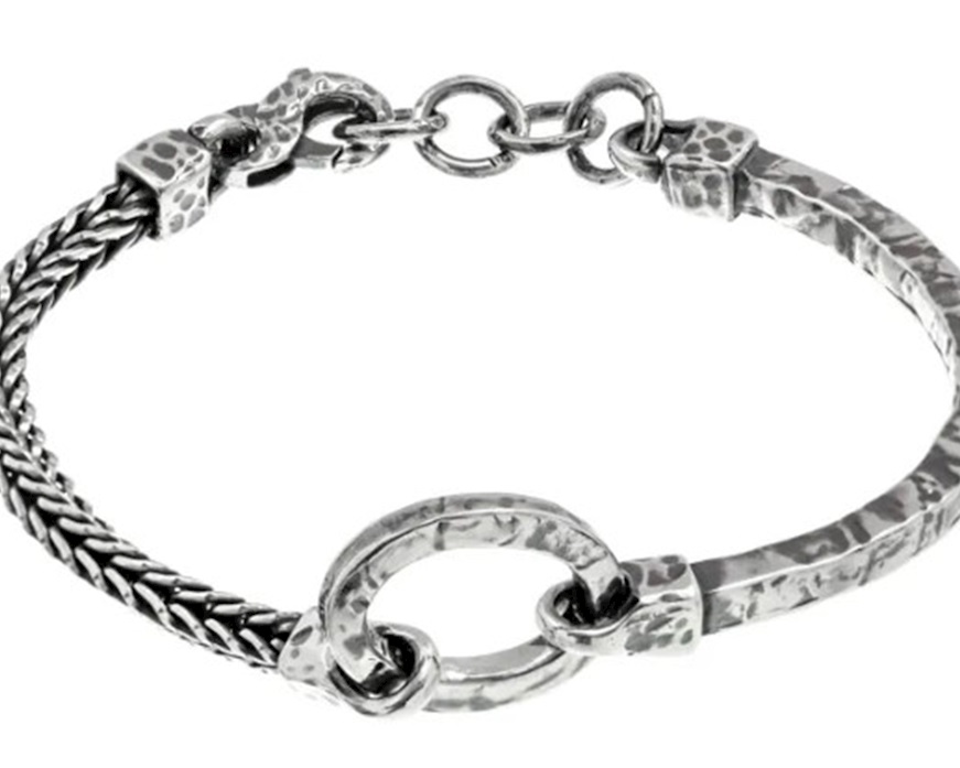Bracciale uomo Soul Man argento con cerchio centrale martellato Selezione Zanolli
