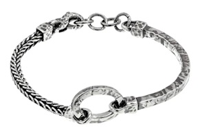 Bracciale uomo Soul Man argento con cerchio centrale martellato Selezione Zanolli