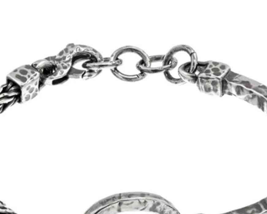 Bracciale uomo Soul Man argento con cerchio centrale martellato Selezione Zanolli