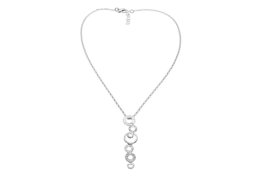 Collana Clio argento con pendente cerchi martellati Selezione Zanolli