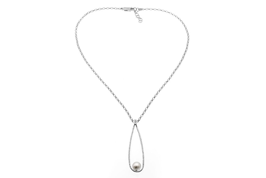 Collana Giulia argento pendente goccia con perla Selezione Zanolli