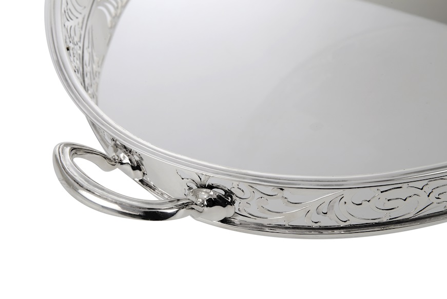 Oval tray silver 2372 grammi with feet and handles Zanolli Vintage