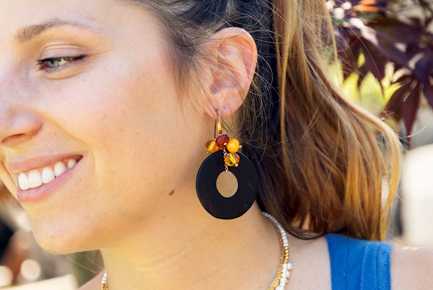 Earrings silver rosè and amber Luisa della Salda