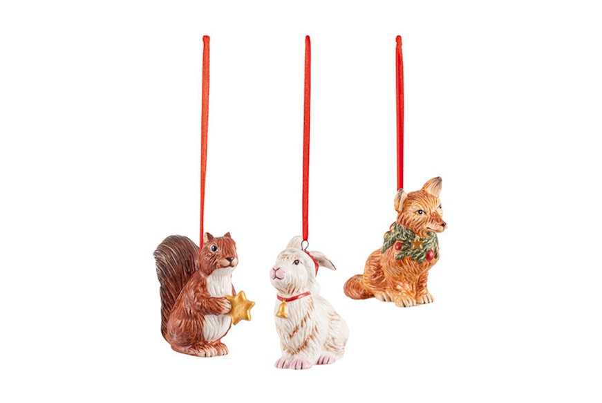 Idea regalo Natale Addobbi di Natale Nostalgic Ornaments porcellana Animali del Bosco 3 pezzi Villeroy & Boch