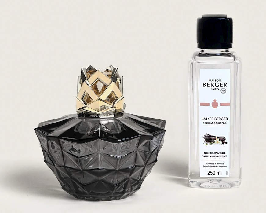 Gift pack lamp Kali Nero with 250 ml perfume Splendeur Vanille Maison Berger Paris