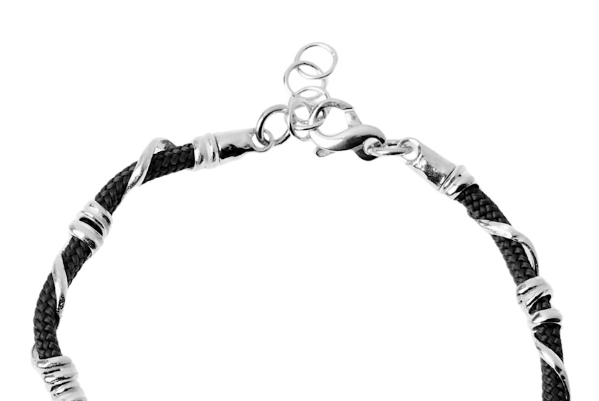 Bracciale Uomo Soul Man argento e cordino nero Selezione Zanolli