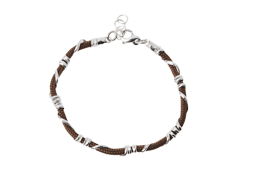 Bracciale Uomo Soul Man argento e cordino marrone Selezione Zanolli