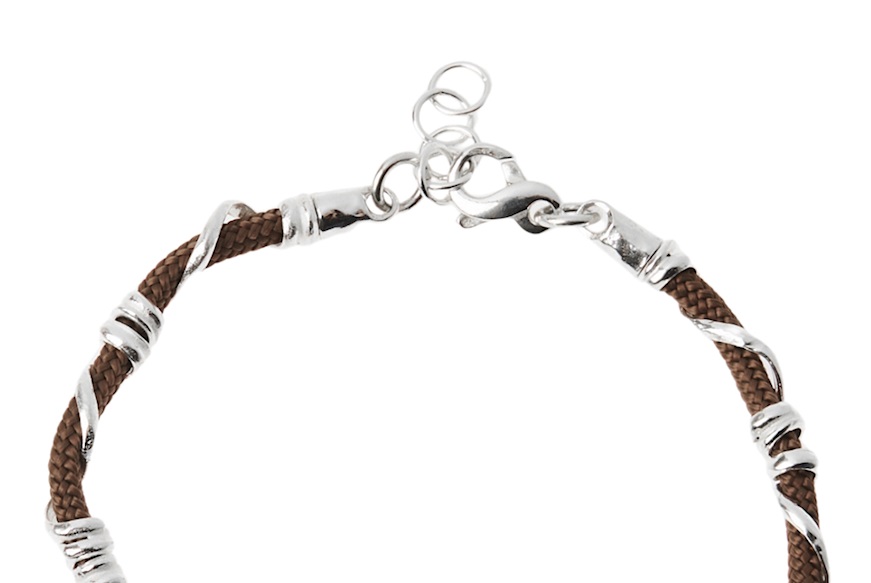 Bracciale Uomo Soul Man argento e cordino marrone Selezione Zanolli
