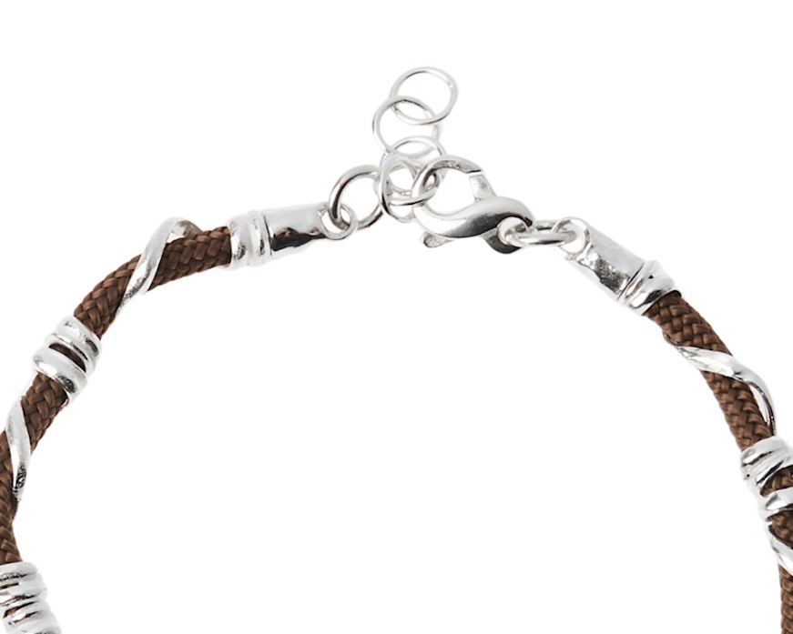 Bracciale uomo Soul Man argento e cordino marrone Selezione Zanolli