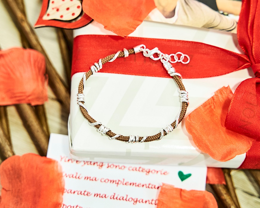 Bracciale uomo Soul Man argento e cordino marrone Selezione Zanolli