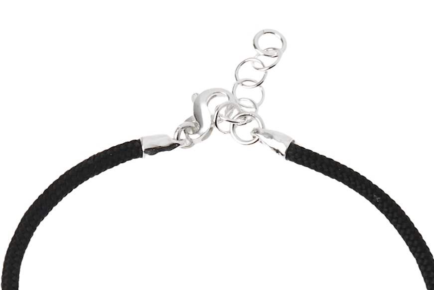 Bracciale Uomo Soul Man argento e cordino nero con barretta martellata Selezione Zanolli