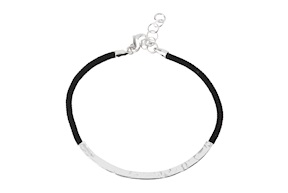 Bracciale uomo Soul Man argento e cordino nero con barretta martellata Selezione Zanolli