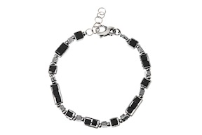 Bracciale Uomo Soul Man argento brunito e agata nera Selezione Zanolli