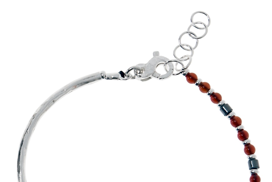 Bracciale Uomo Soul Man argento brunito con agata rossa e ematite Selezione Zanolli