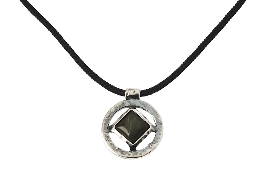 Collana Uomo Soul Man argento brunito con pendente in grafite Selezione Zanolli