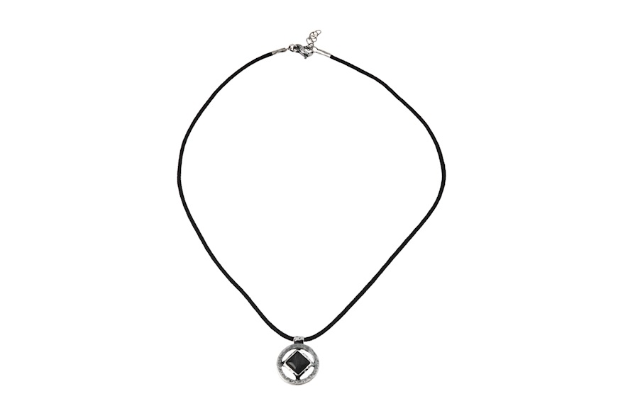 Collana Uomo Soul Man argento brunito con pendente in grafite Selezione Zanolli