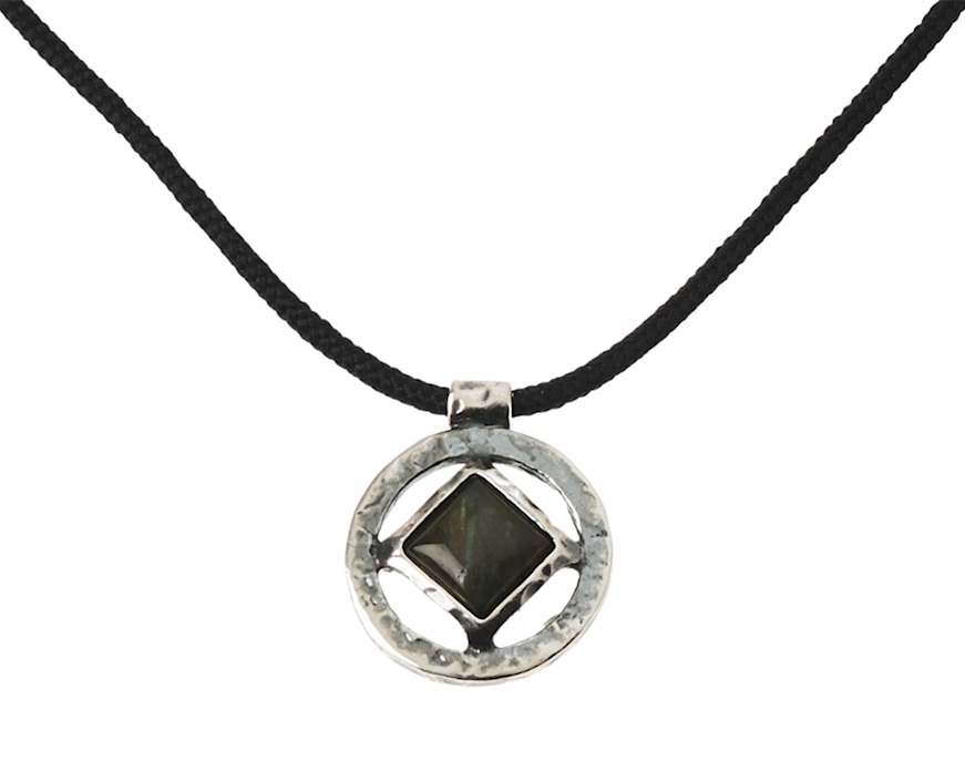 Collana uomo Soul Man argento brunito con pendente in grafite Selezione Zanolli