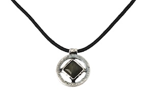Collana uomo Soul Man argento brunito con pendente in grafite Selezione Zanolli
