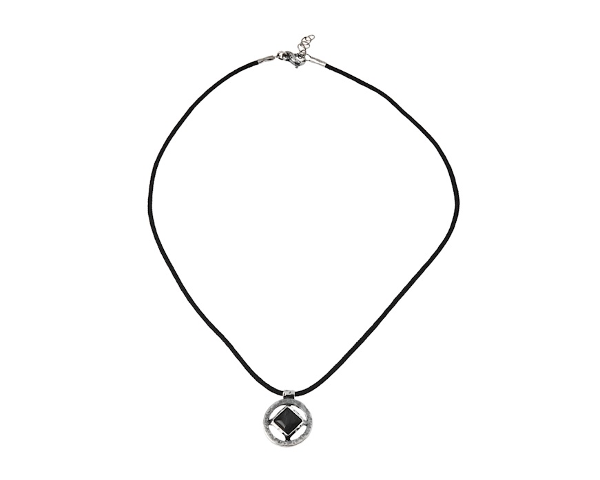 Collana uomo Soul Man argento brunito con pendente in grafite Selezione Zanolli