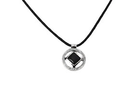 Collana uomo Soul Man argento brunito con pendente in agata nera Selezione Zanolli