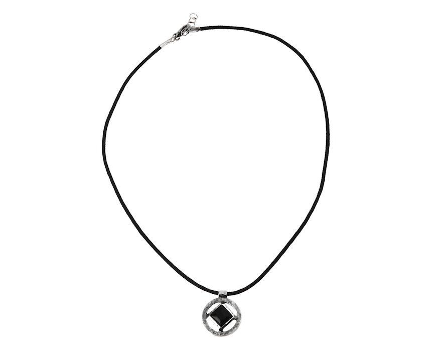 Collana uomo Soul Man argento brunito con pendente in agata nera Selezione Zanolli