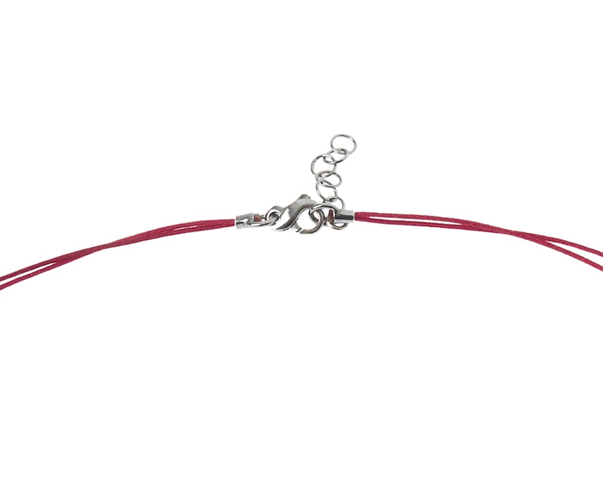 Collana uomo Soul Man argento brunito con cordino rosso e agata rossa Selezione Zanolli