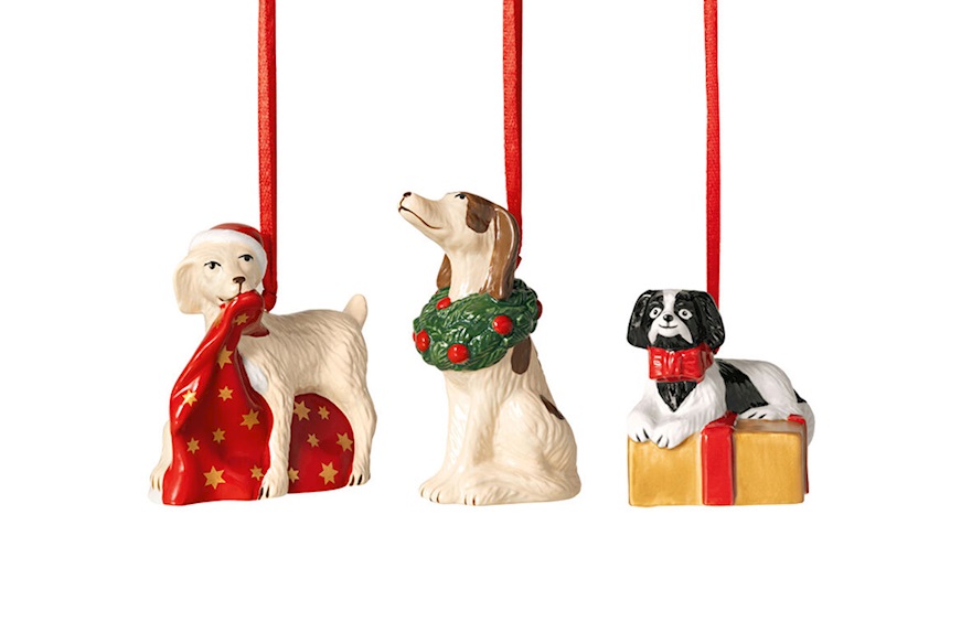 Idea regalo Natale Addobbi di Natale Nostalgic Ornaments porcellana Cani 3 pezzi Villeroy & Boch