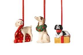 Idea regalo Natale Addobbi di Natale Nostalgic Ornaments porcellana Cani 3 pezzi Villeroy & Boch